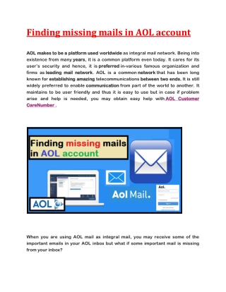 Finding missing mails in AOL account