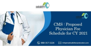 CMS: Proposed Physician Fee Schedule for CY 2021