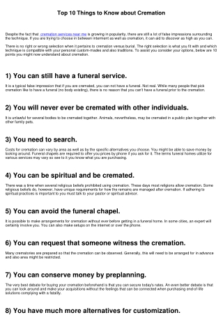 Top 10 Things to Learn About Cremation