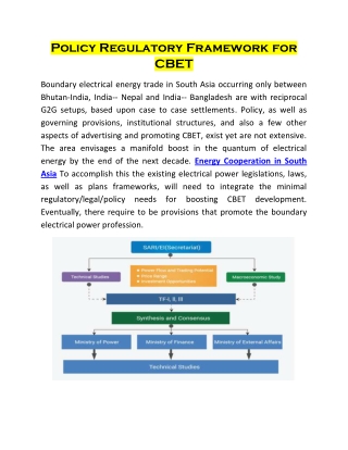 Policy Regulatory Framework For CBET