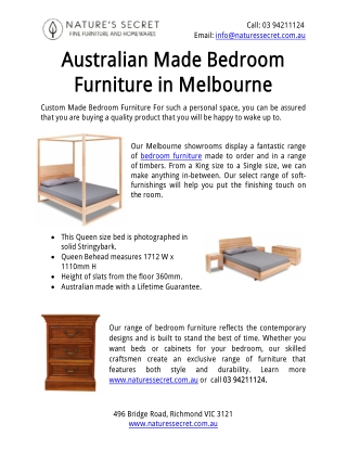 Australian Made Bedroom Furniture in Melbourne