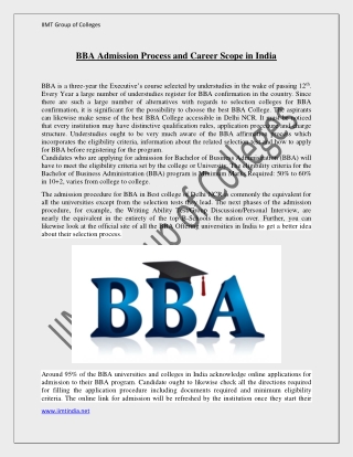 BBA Admission Process and Career Scope in India