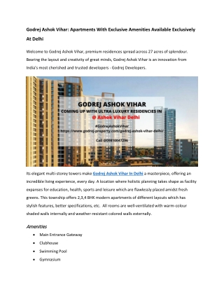 Godrej Ashok Vihar Residential Project Delhi NCR