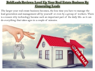 BoldLeads Reviews: Level Up Your Real Estate Business By Generating Leads