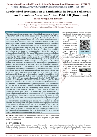 Geochemical Fractionation of Lanthanides in Stream Sediments around Bwanebwa Area Pan African Fold Belt Cameroon