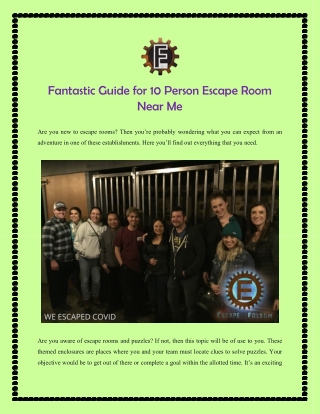 Fantastic Guide for 10 Person Escape Room Near Me