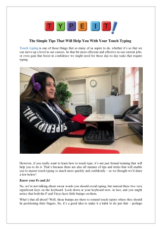 The Simple Tips That Will Help You With Your Touch Typing