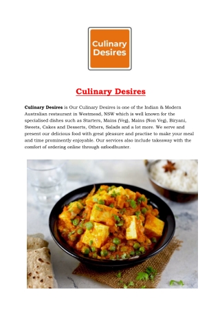 5% off - Culinary Desires Indian food takeaway Westmead, NSW