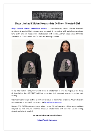 Shop Limited Edition Sweatshirts Online - Ghosted Girl