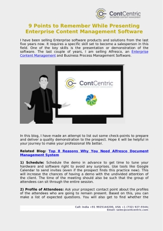 9 Points to Remember While Presenting Enterprise Content Management Software