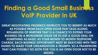 Finding a Good Small Business VoIP Provider In UK