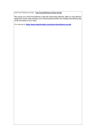 Get Food Delivery Script - Top Food Delivery Clone Script