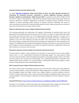 Wearable AI market Size, Growth, Trend and Forecast to 2023 | MarketsandMarkets