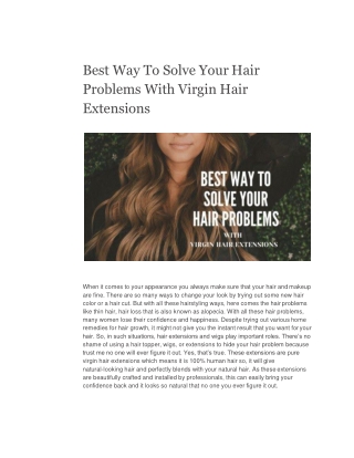 Best Way To Solve Your Hair Problems With Virgin Hair Problems