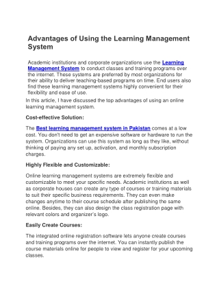 Advantages of using Learning Management System