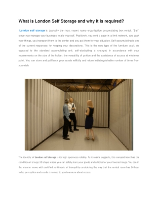 What is London Self Storage and why it is required?