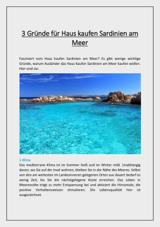 3 Gründe für Haus kaufen Sardinien am Meer