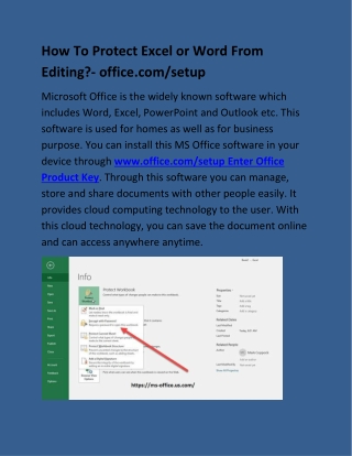 How To Protect Excel or Word From Editing?- office.com/setup