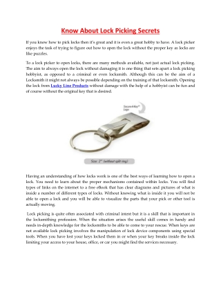 Know About Lock Picking Secrets