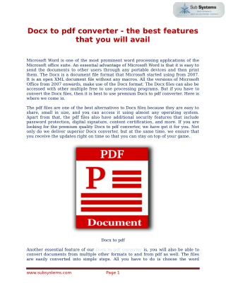 Docx to pdf converter - the best features that you will avail