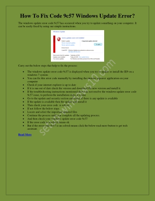 How o Fix Windows Update Error Code 9c57?