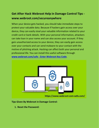 Get After Hack Webroot Help in Damage Control Tips - www.webroot.com/secureanywhere