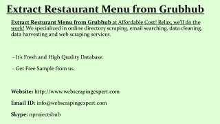 Extract Restaurant Menu from Grubhub