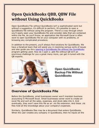 Open QuickBooks QBB, QBW File Without using QuickBooks