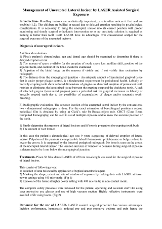 Management of Unerupted Lateral Incisor by LASER Assisted Surgical Exposure