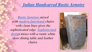  Indian Handcarved Rustic Armoire