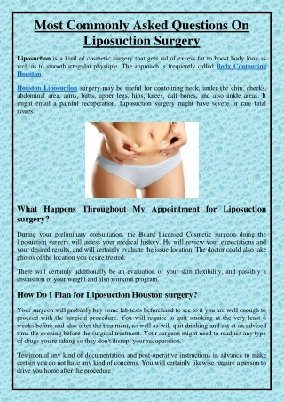Most Commonly Asked Questions On Liposuction Surgery