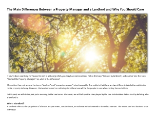The Main Differences Between a Property Manager and a Landlord and Why You Should Care