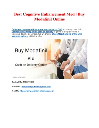 Best Cognitive Enhancement Med Online | Buy Modafinil COD