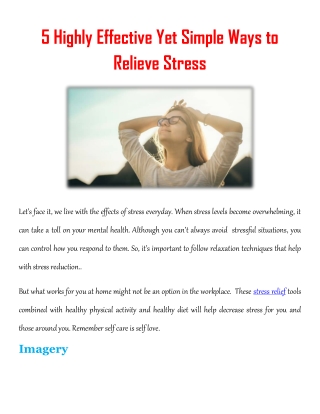 5 Highly Effective Yet Simple Ways to Relieve Stress