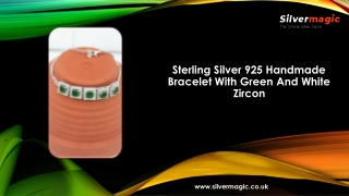 Sterling Silver 925 Handmade Bracelet With Green And White Zircon