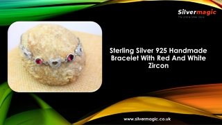 Sterling Silver 925 Handmade Bracelet With Red And White Zircon