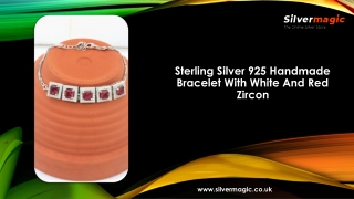 Sterling Silver 925 Handmade Bracelet With White And Red Zircon