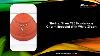 Sterling Silver 925 Handmade Charm Bracelet With White Zircon