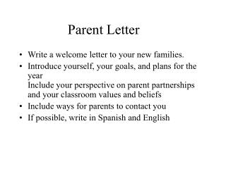 Parent Letter