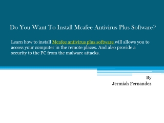 Do You Want To Install Mcafee Antivirus Plus Software?