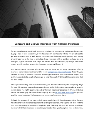 Compare and Get Car Insurance from Kirkham Insurance