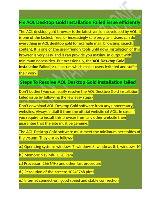 Call  1-800-316-3088 How To Fix AOL Desktop Gold Installation Failed
