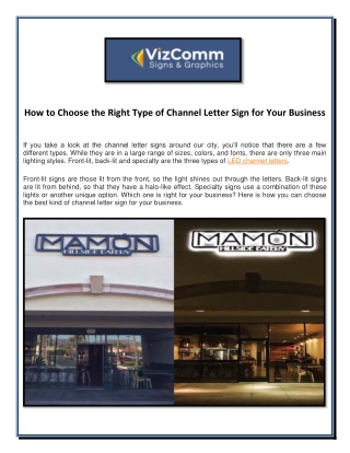 Custom Channel Letters for your Business | VizComm Signs & Graphics
