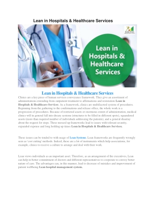 Lean in Hospitals & Healthcare Services