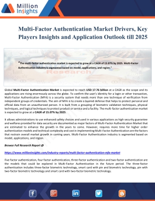 Multi-Factor Authentication Market Drivers, Key Players Insights and Application Outlook till 2025