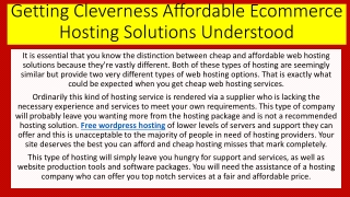 Getting Cleverness Affordable Ecommerce Hosting Solutions Understood