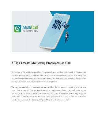 5 Tips Toward Motivating Employees on Call