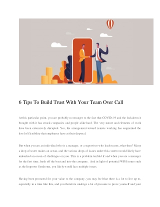 6 Tips to Build Trust With Your Team Over Call