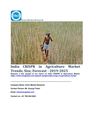 India CRISPR in Agriculture Market Trends, Size, Forecast - 2019-2025