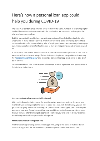 Here’s how a personal loan app could help you during COVID-19
